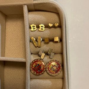 FREE w $10 min! Lot of Six Gold and Red Floral Earrings